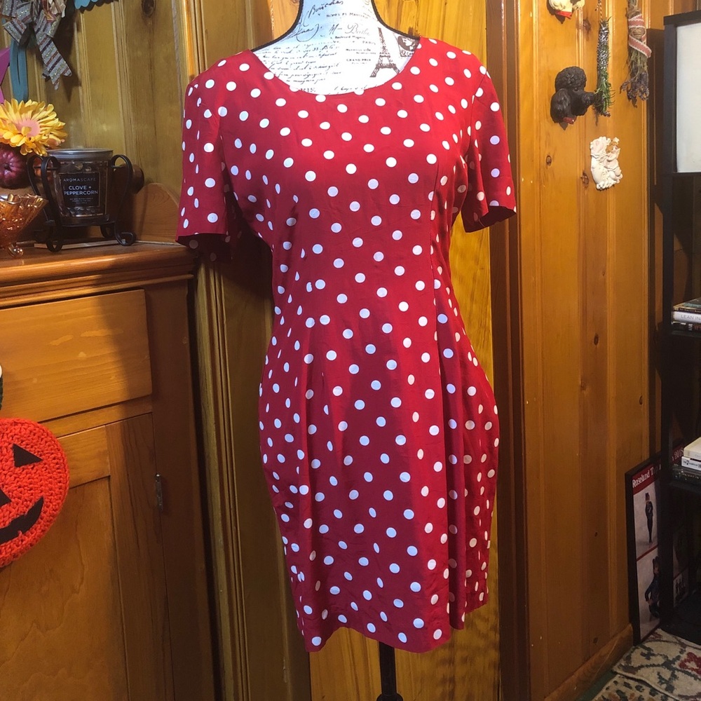 Vintage 90’s Polka-dot Dress Red